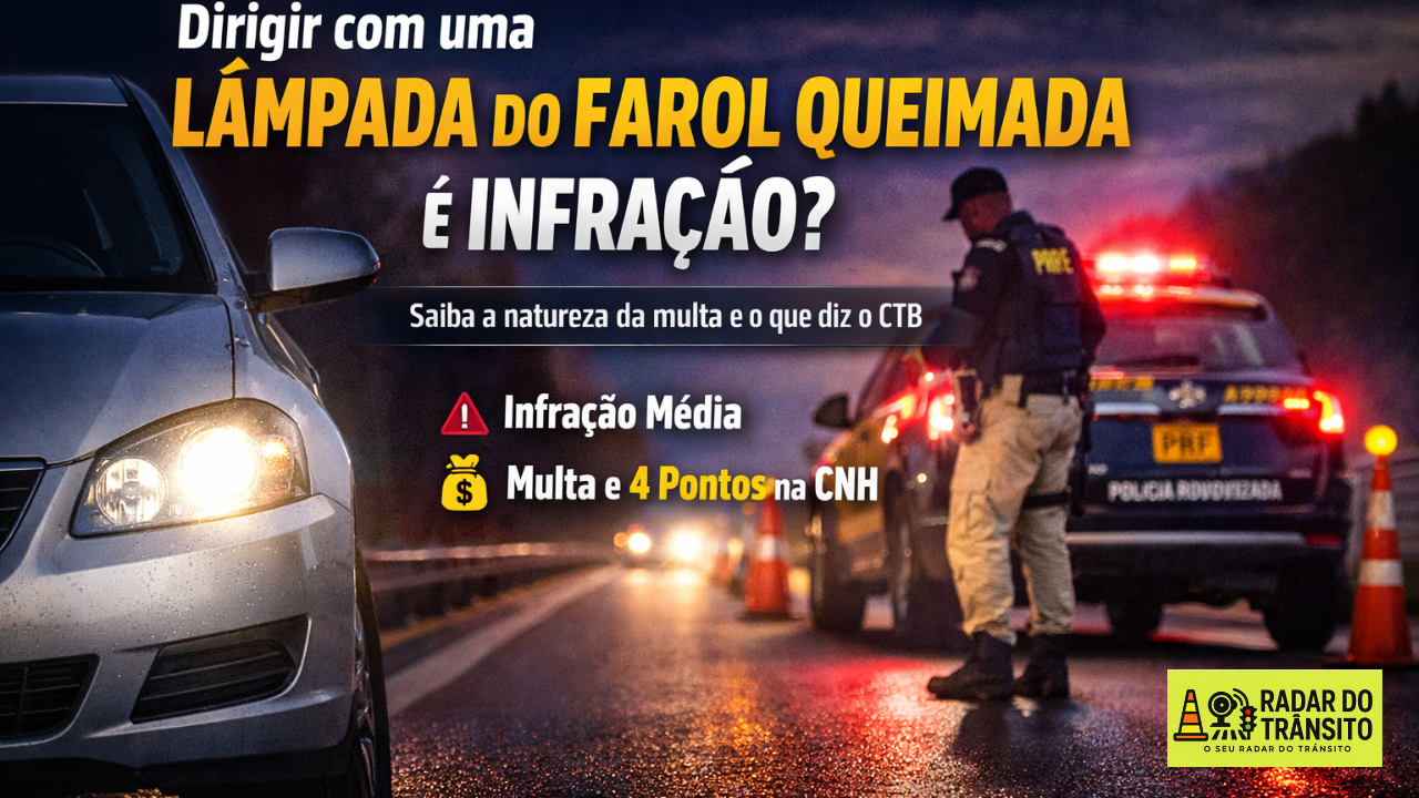 Dirigir com uma lâmpada do farol queimada é infração? Entenda a ...